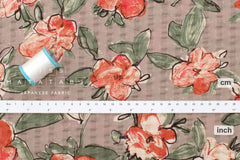 Japanese Fabric Cotton Linen Ripple Drawn Floral - C - 50cm