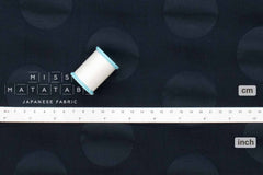 Japanese Fabric Cotton Linen Ripple Dots - navy blue - 50cm