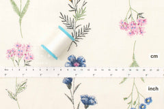 Japanese Fabric Flower Trails Linen Blend - A - 50cm