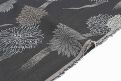 Japanese Fabric Yarn Dyed Jacquard Woven Kiku Like Fireworks - black, latte - 50cm