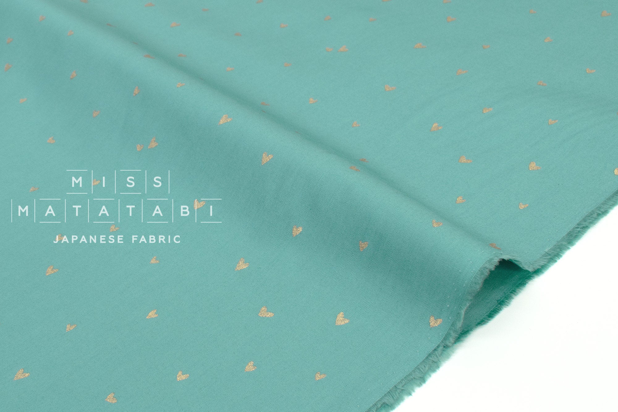 Japanese Fabric Metallic Gold Love Hearts - C - 50cm