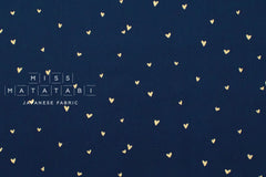 Japanese Fabric Metallic Gold Love Hearts - F - 50cm