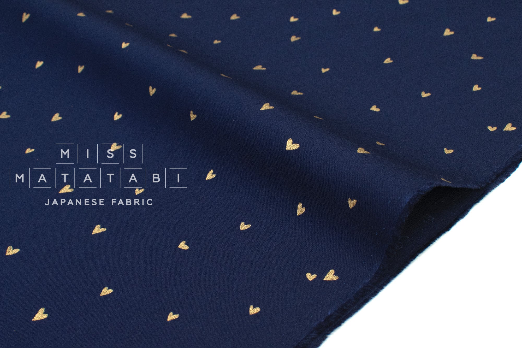 Japanese Fabric Metallic Gold Love Hearts - F - 50cm