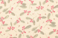Japanese Fabric Winter Berries Linen Blend - A - 50cm