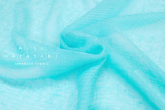 DEADSTOCK Japanese Fabric Washed Herringbone Linen Voile - bright aqua - 50cm