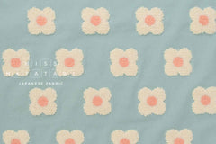 Japanese Fabric Punch Needling Style Floral Embroidery - green blue - 50cm