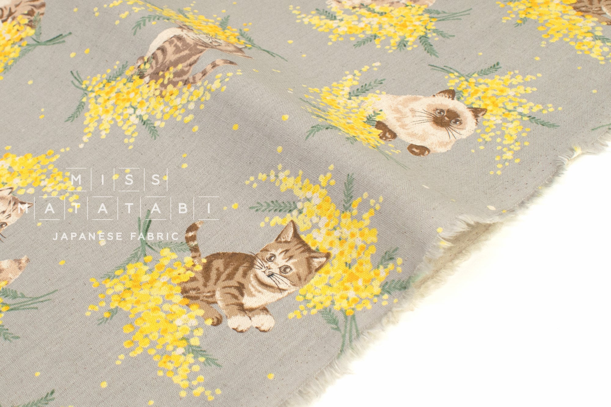 Japanese Fabric Mimosa Kittens - E - 50cm