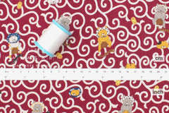 Japanese Fabric Dojou Sukui Cats - B - 50cm