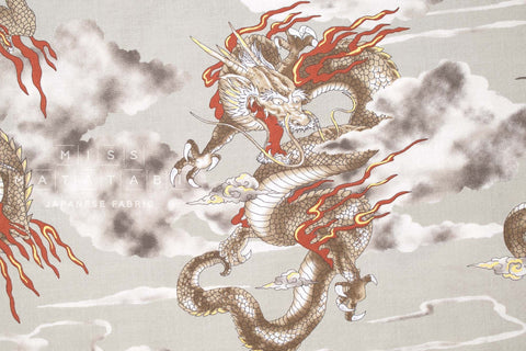 Japanese Fabric Year of the Dragon - A metallic gold - 50cm