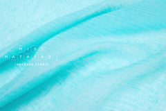 DEADSTOCK Japanese Fabric Washed Herringbone Linen Voile - bright aqua - 50cm