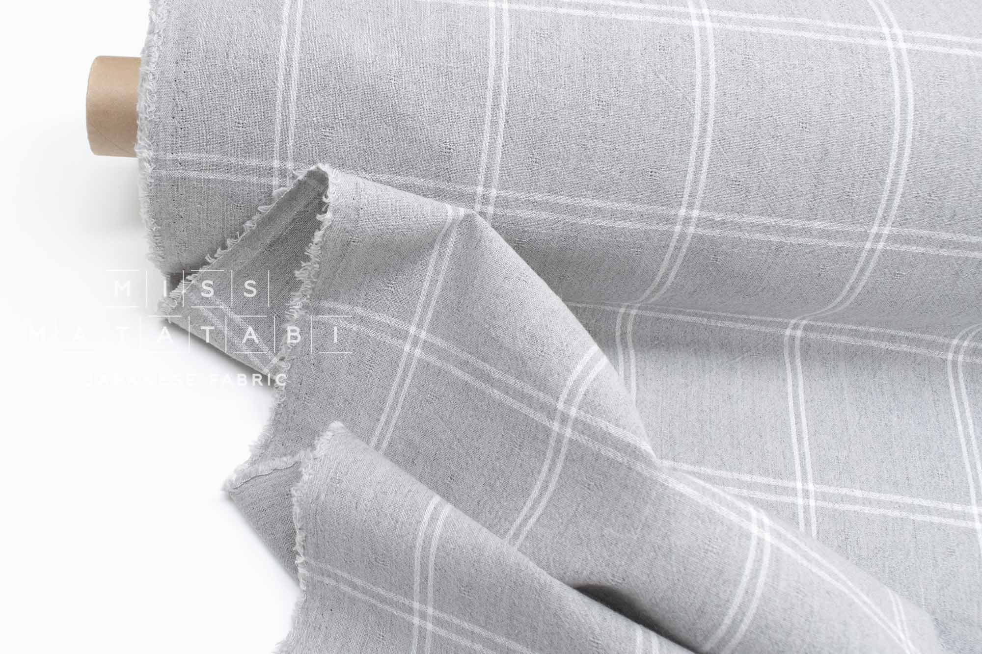 Japanese Fabric Shokunin Collection Yarn-Dyed Check Dobby - grey - 50cm