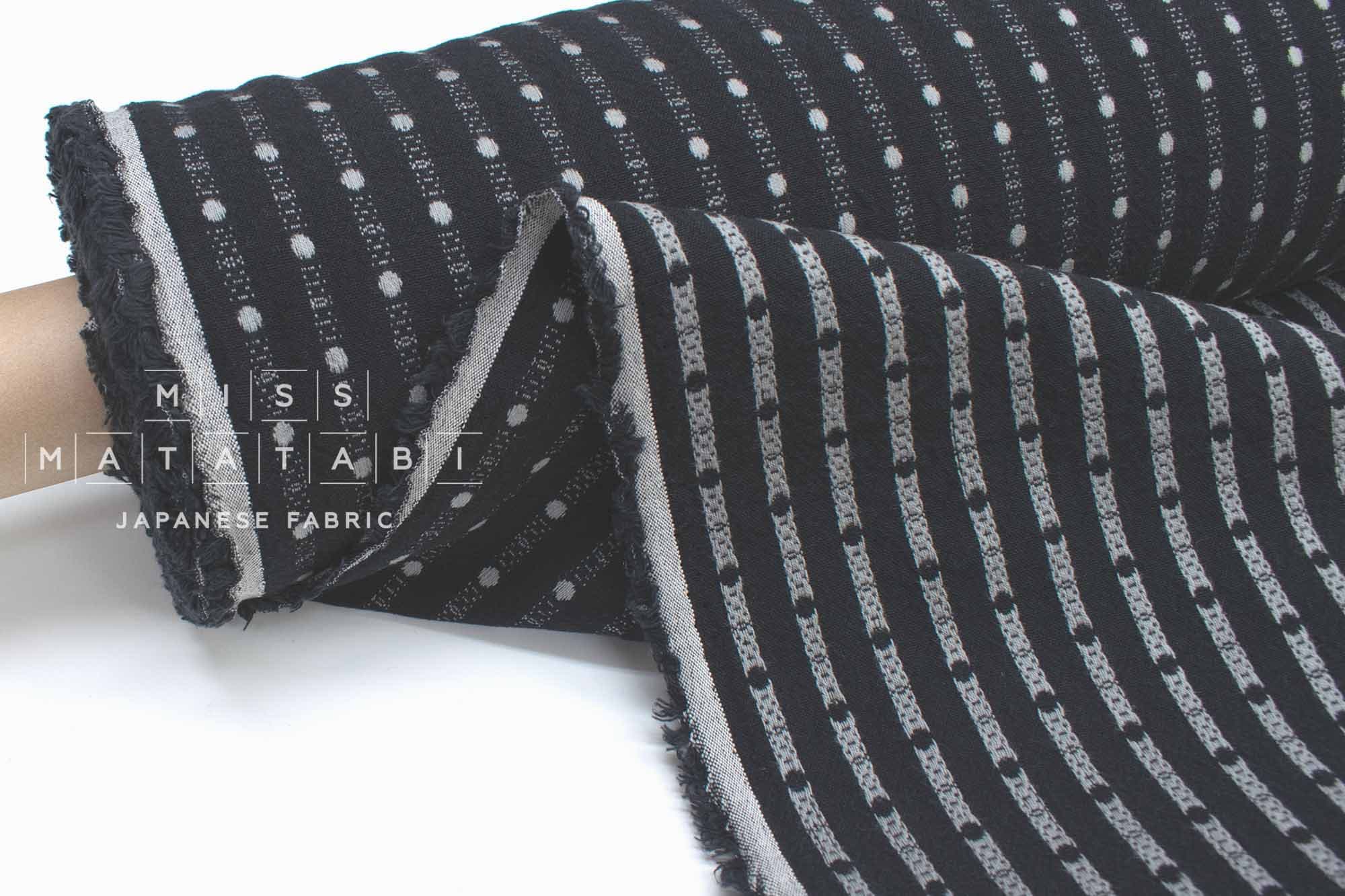 Japanese Fabric Shokunin Collection Yarn-Dyed Dot Dobby - black - 50cm