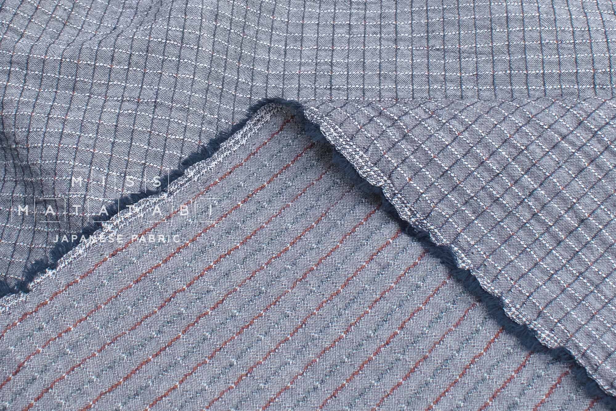 Japanese Fabric Shokunin Collection Yarn-Dyed Dobby -navy blue - 50cm