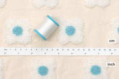 Japanese Fabric Punch Needling Style Floral Embroidery - cream - 50cm