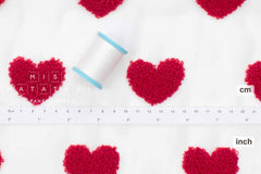 Japanese Fabric Punch Needling Style Heart Embroidery - white, red - 50cm