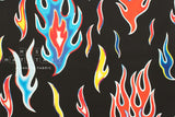 Japanese Fabric Flames - black, multi - 50cm