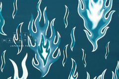 Japanese Fabric Flames - blue - 50cm
