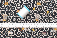 Japanese Fabric Dojou Sukui Cats - E - 50cm