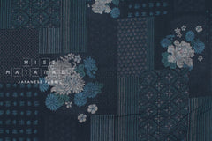 Japanese Fabric Crested Flower Pattern - B - 50cm