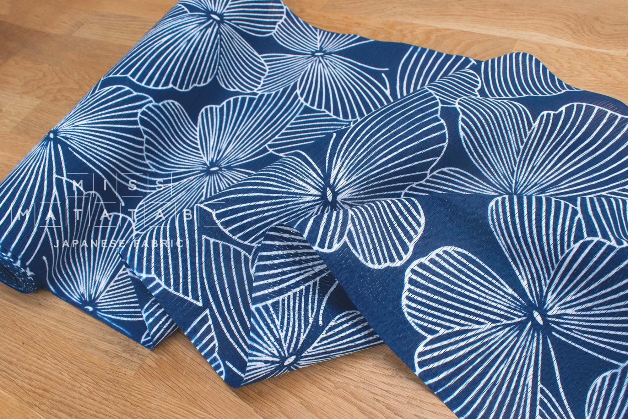 Shokunin Collection Hand-printed Chusen Japanese Yukata Fabric - Cho Rurikon - 50cm