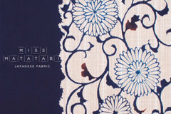 Shokunin Collection Hand-printed Chusen Japanese Yukata Fabric - Kiku Karakusa - 50cm