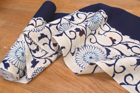 Shokunin Collection Hand-printed Chusen Japanese Yukata Fabric - Kiku Karakusa - 50cm