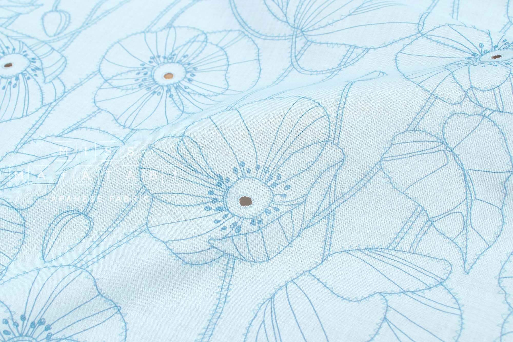Japanese Fabric Monotone Poppies - B - 50cm