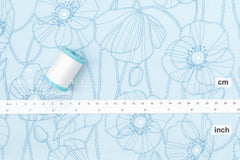 Japanese Fabric Monotone Poppies - B - 50cm