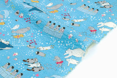 Japanese Fabric Cotton Ripple Polar Cats - B - 50cm