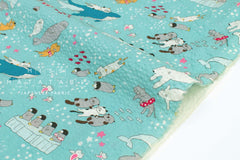 Japanese Fabric Cotton Ripple Polar Cats - C - 50cm