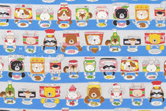 Japanese Fabric Kokka Pantry Pets - blue - 50cm