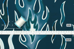 Japanese Fabric Flames - blue - 50cm