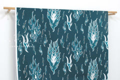 Japanese Fabric Flames - blue - 50cm