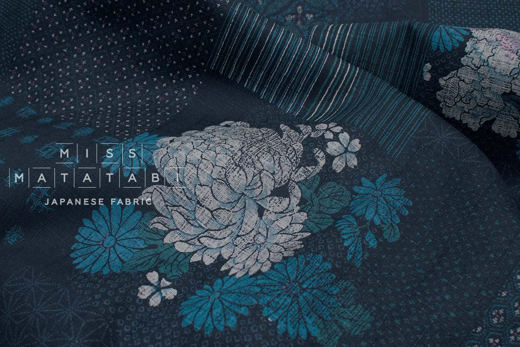 Japanese Fabric Crested Flower Pattern - B - 50cm