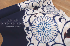 Shokunin Collection Hand-printed Chusen Japanese Yukata Fabric - Kiku Karakusa - 50cm