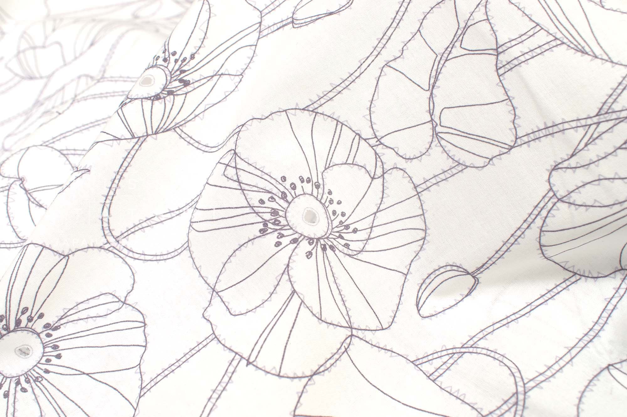 Japanese Fabric Monotone Poppies - B - 50cm