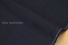 起毛リネン 100% - ネイビー ブルー