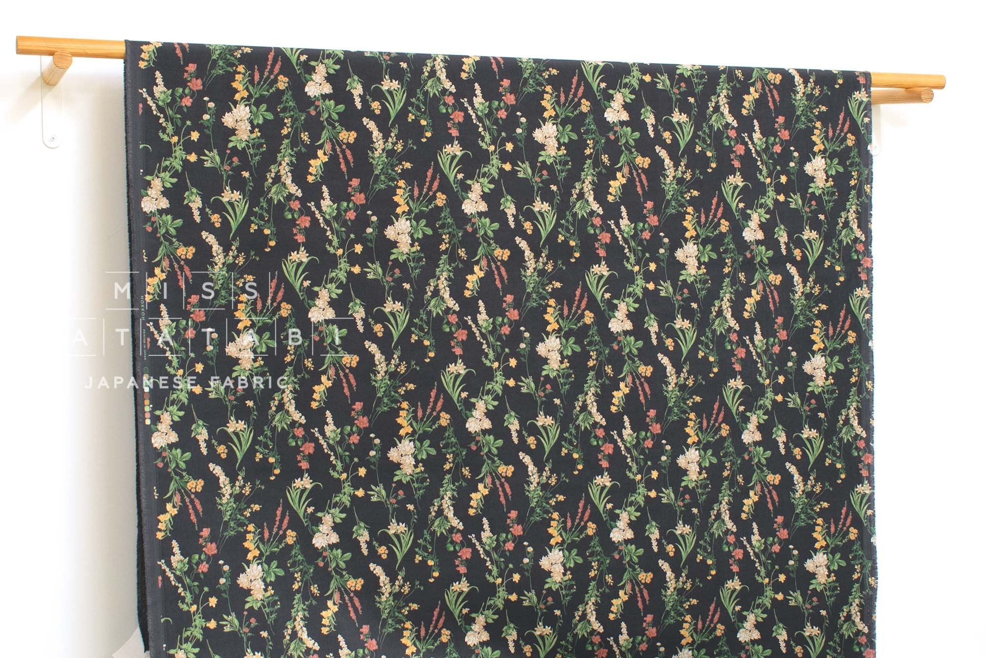 Japanese Fabric Corduroy Trailing Floral - D - 50cm