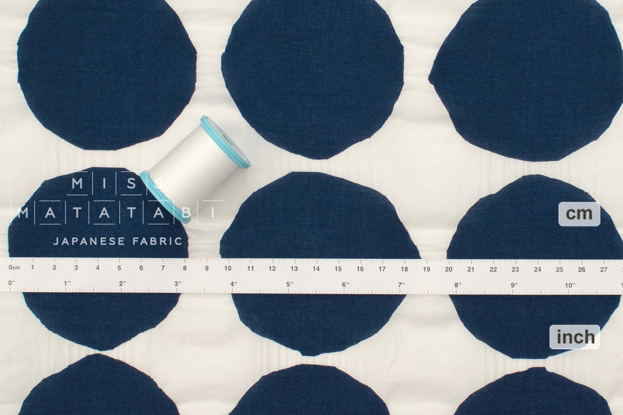 Japanese Fabric Spots Ripple Lawn - navy - 50cm