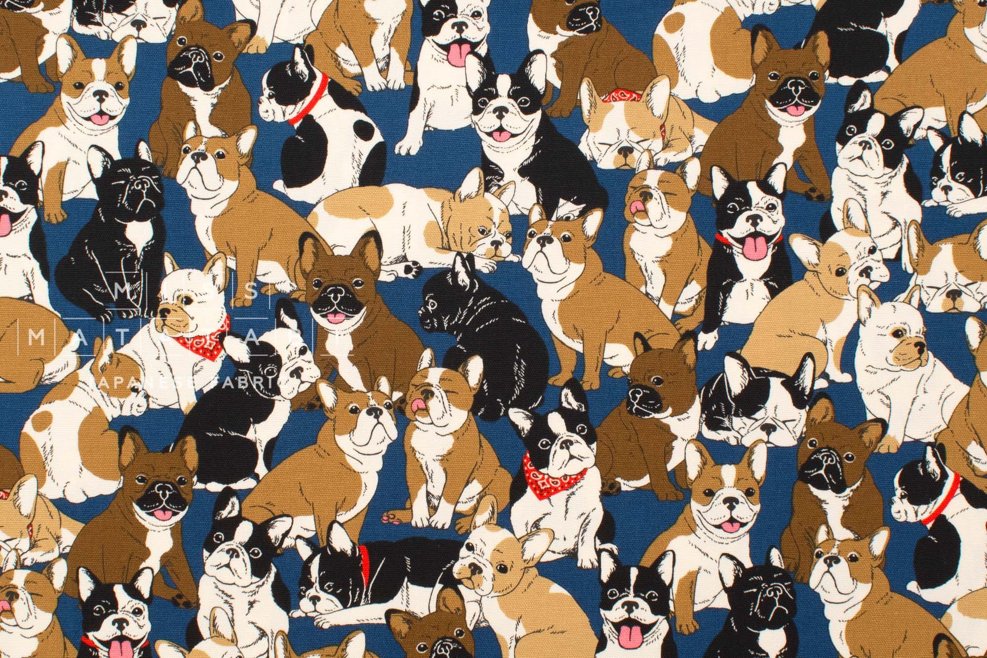 Japanese Fabric French Bulldogs - E - 50cm