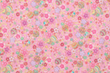 Japanese Fabric Metallic Gold Sakura Cherry Blossoms - pink - 50cm