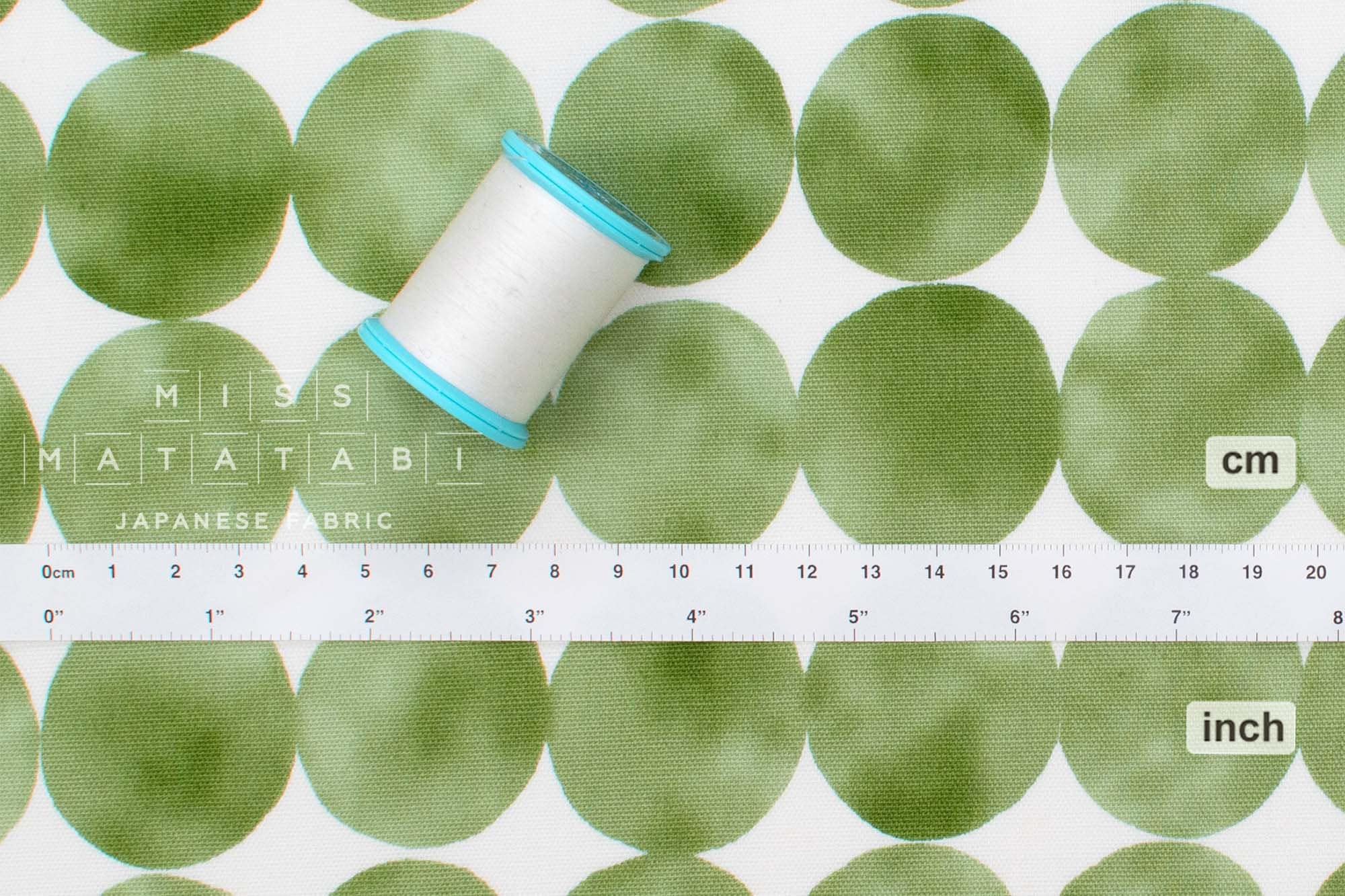 Japanese Fabric Watercolour Spots - green - 50cm