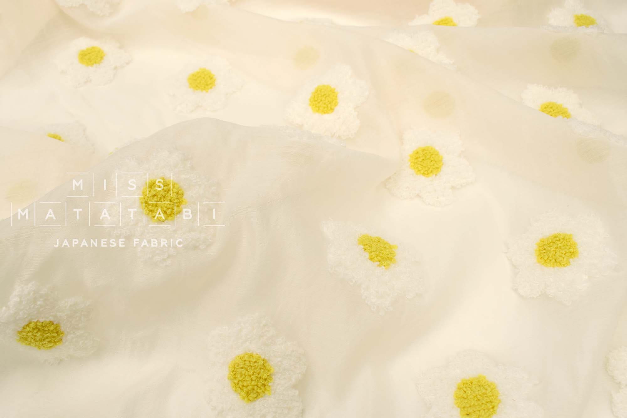 Japanese Fabric Punch Needling Style Flower Embroidery - cream - 50cm