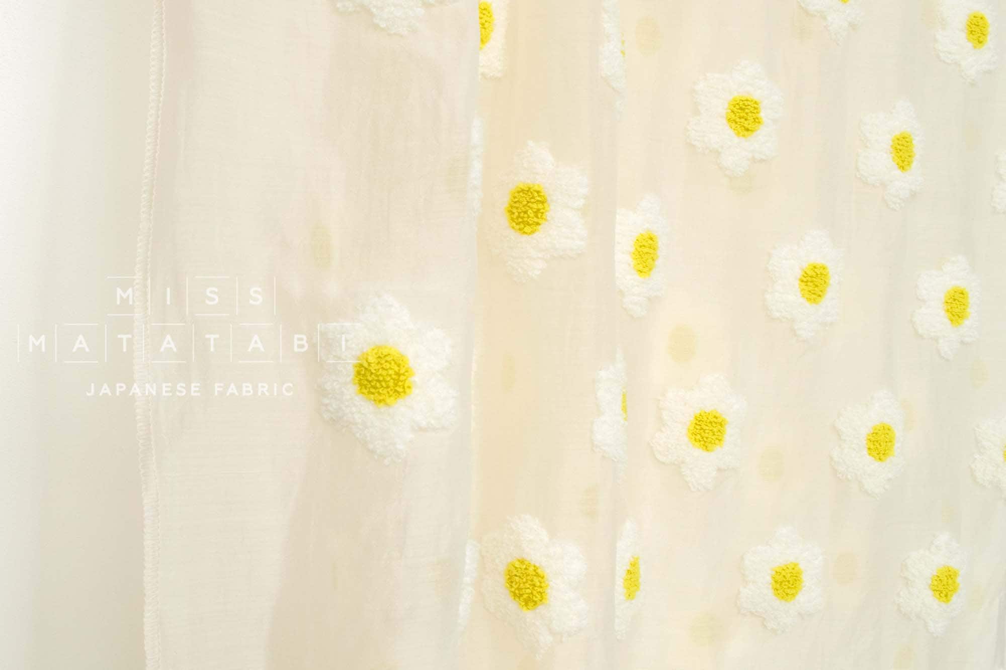Japanese Fabric Punch Needling Style Flower Embroidery - cream - 50cm