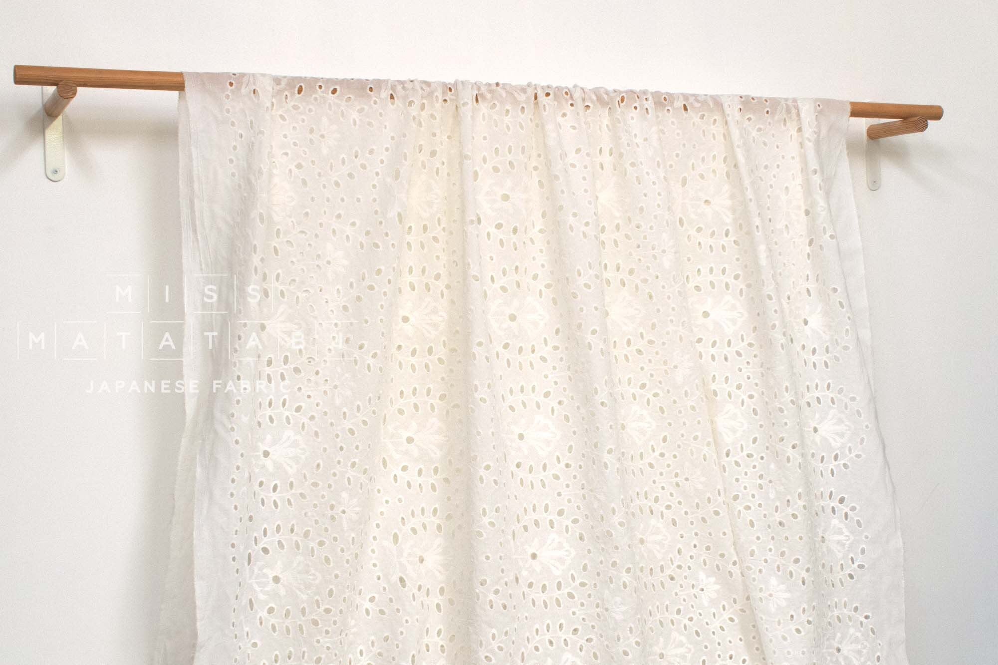 Japanese Fabric Embroidered Eyelet Flowers - 50cm