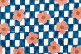 Japanese Fabric Ichimatsu Flowers - D - 50cm