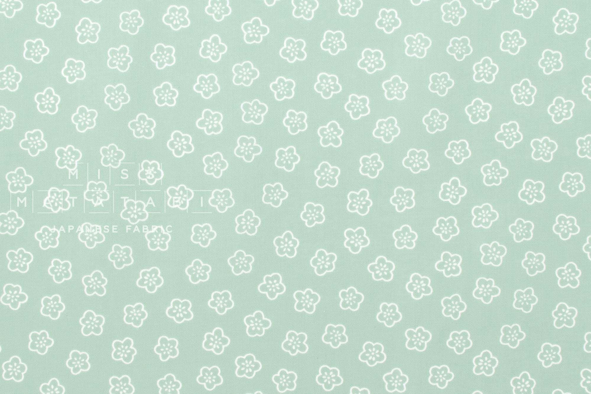 Japanese Fabric Little Ume - green blue - 50cm