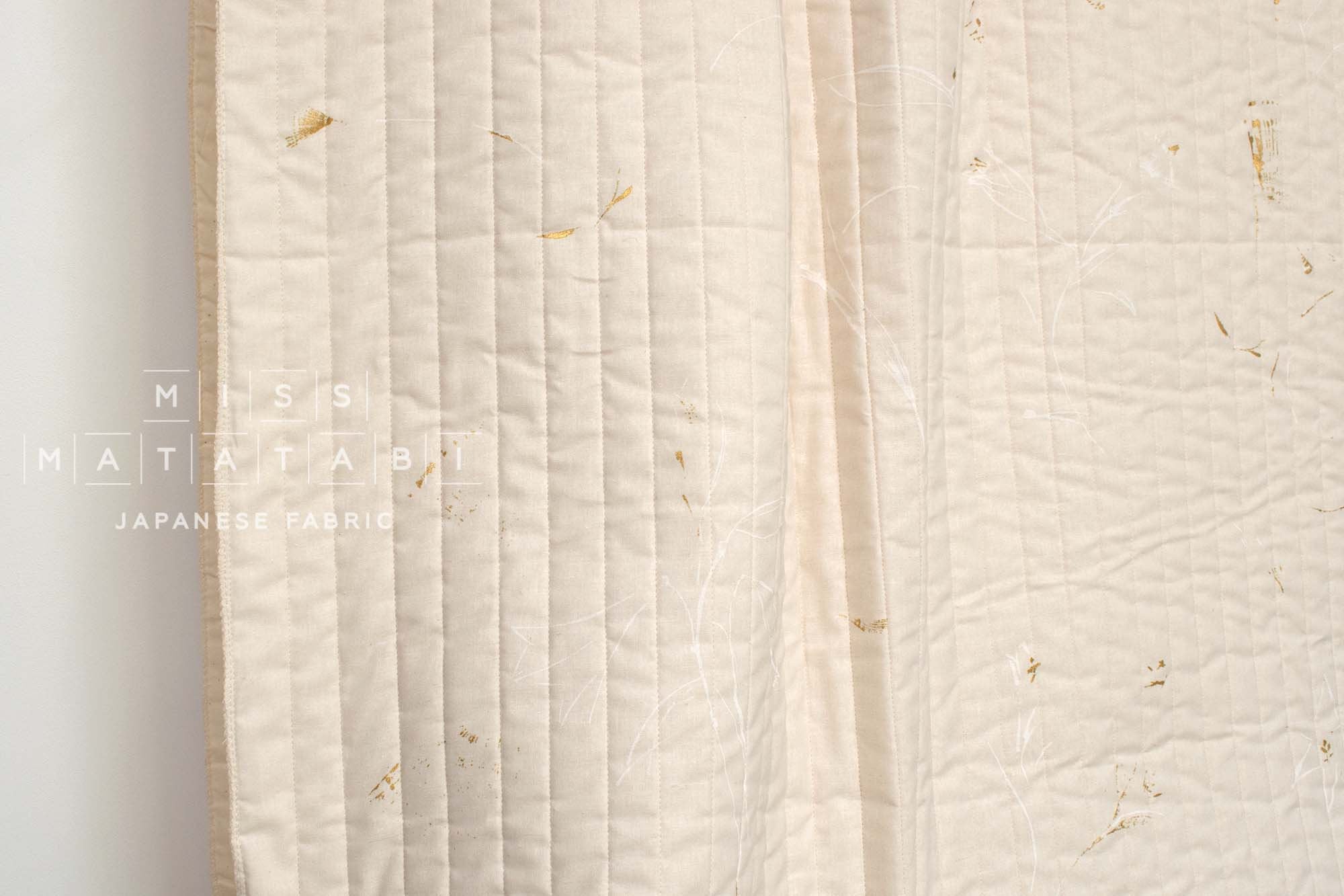 nani IRO Kokka Japanese Fabric GUNSEI Quilted linen blend - D - 50cm