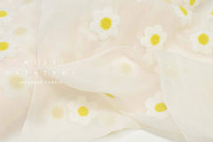 Japanese Fabric Punch Needling Style Flower Embroidery - cream - 50cm