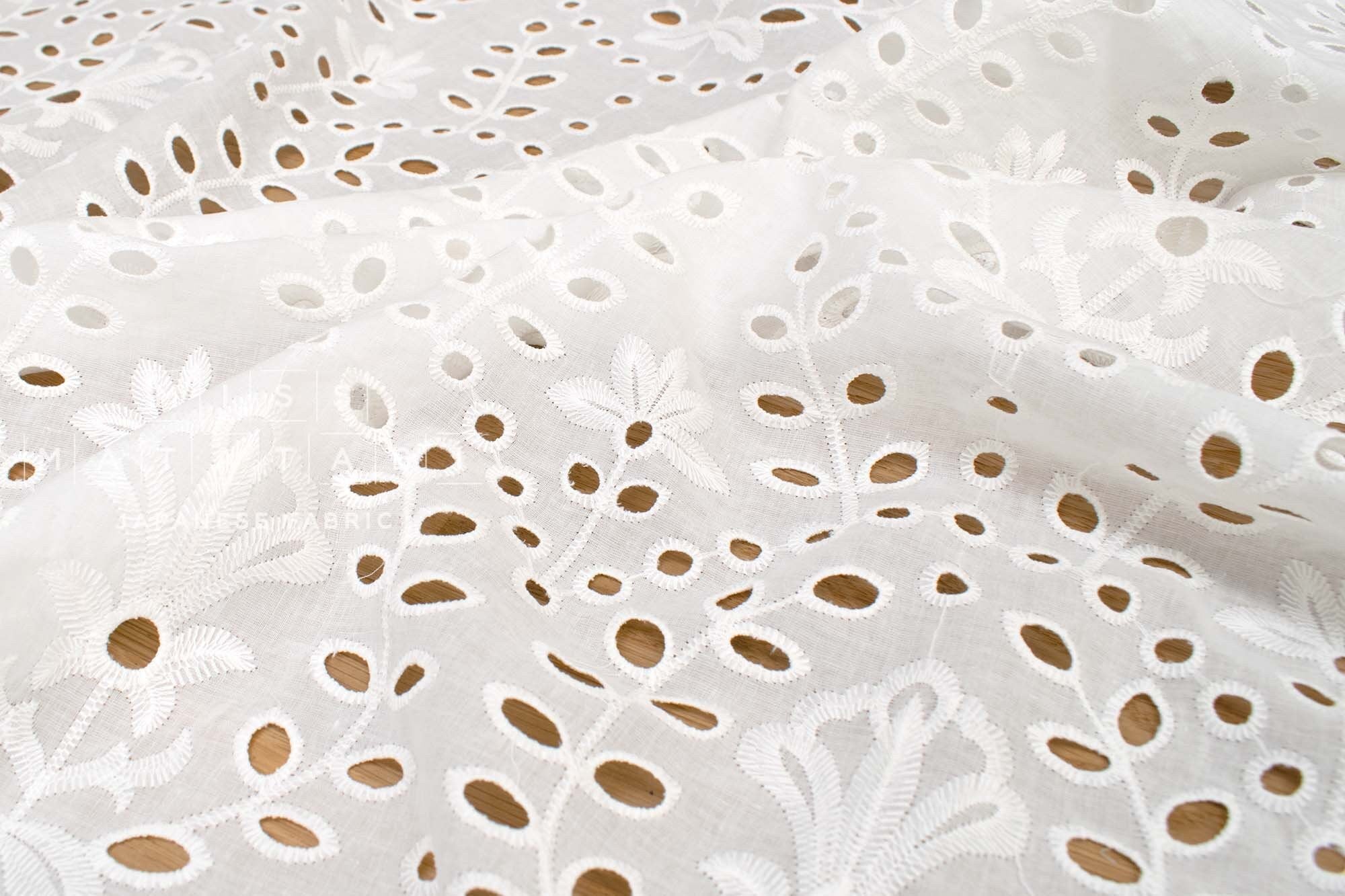 Japanese Fabric Embroidered Eyelet Flowers - 50cm
